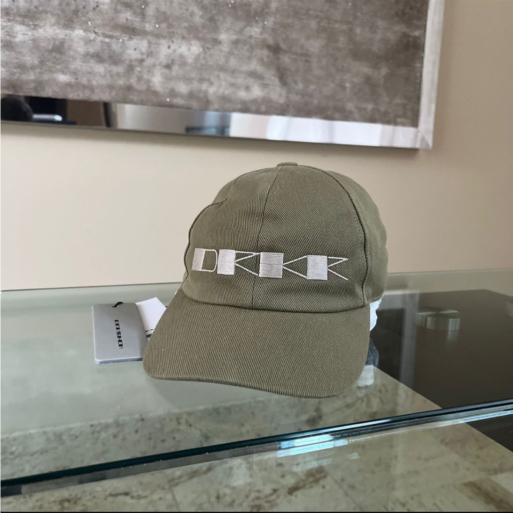 Rick Owenâs Drkshdw Embroidered Olive Green Baseball Cap